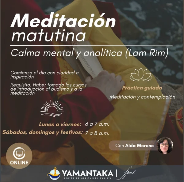 Afiche de la meditación matutina en el Lam Rim con Aida Moreno